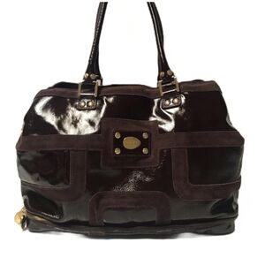 NEST ANTHROPOLOGIE BROWN PATENT LEATHER SATCHEL